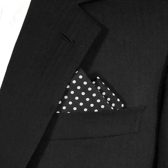 New - Black Polka Dot Pre-Folded Pocket Square Handkerchief Insert - Picture 6 of 6